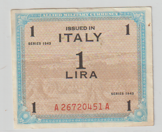24) SCARCE USA WWII MILITARY NOTE (USED ON USA BASES IN ITALY )