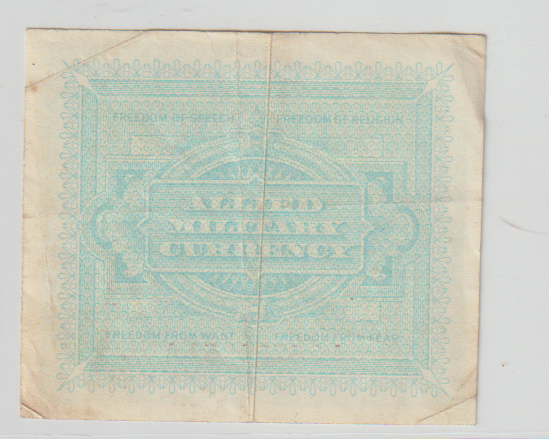 24) SCARCE USA WWII MILITARY NOTE (USED ON USA BASES IN ITALY )