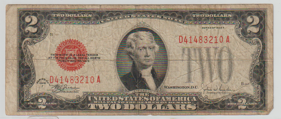 1928 UNITED STATES (RED SEAL) NOTE- (series our choice)