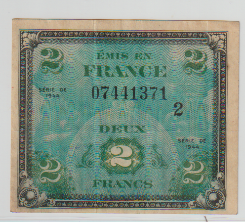 SCARCE USA WWII MILITARY NOTE (USED ON USA BASES IN FRANCE)
