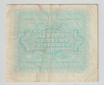 SCARCE USA WWII MILITARY NOTE (USED ON USA BASES IN ITALY)