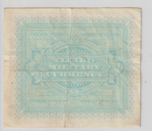 26E) SCARCE USA WWII MILITARY NOTE (USED ON USA BASES IN ITALY )